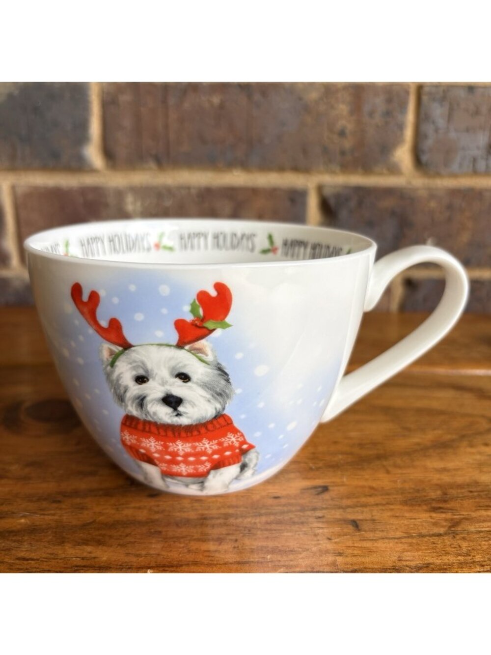 Portobello By Design Happy Holidays Westie Dog Mug Bone China Jumbo Christmas